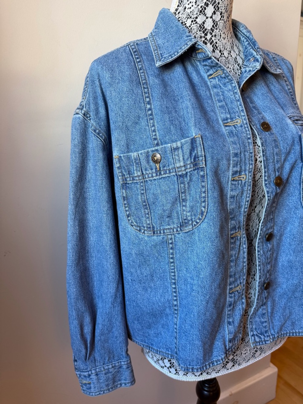 Vintage Liz Claiborne Denim Jacket cotton boxy oversized - Picture 2 of 8